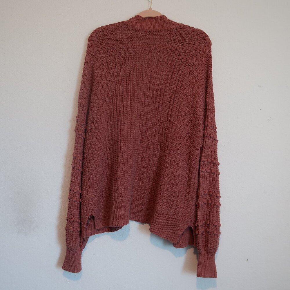 Madewell Mauve Blush Pom-Pom Sleeve Open Front Knit Cardigan Sweater, Size Small - Picture 7 of 8